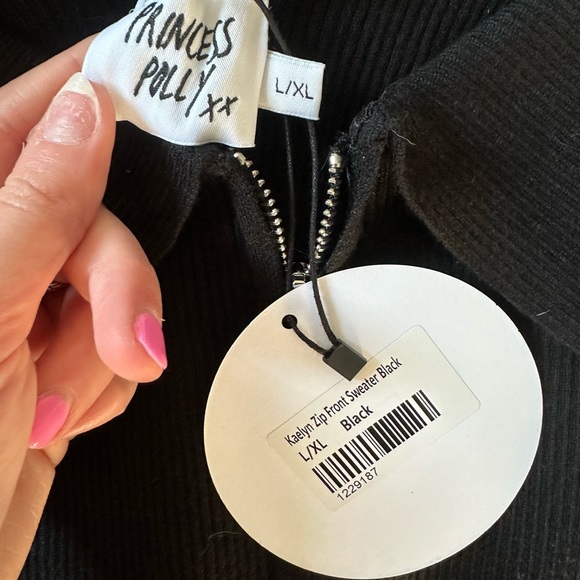 NWT Princess Polly Kaelyn Zip Front Sweater Black - Picture 4 of 4